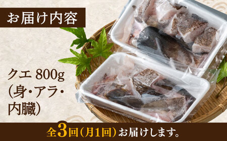 【全3回定期便】幻の魚 クエ 鍋 セット 800g [WAD032] ちり鍋 アラ くえ クエ 希少 鍋 クエ鍋