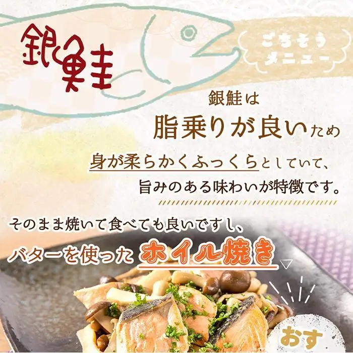 和歌山魚鶴仕込の甘口塩銀鮭切身4切&天然塩さばフィレ４枚（２切×２パック&２枚×２パック　小分け）