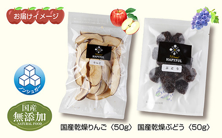 ドライフルーツ 2種(りんご ぶどう)／林檎 リンゴ ブドウ 葡萄 レーズン 干しぶどう 無添加 砂糖不使用 国産 フルーツ 保存食 ダイエット ギフト グルメ お取り寄せ はぴふる 新潟県 十日町市 