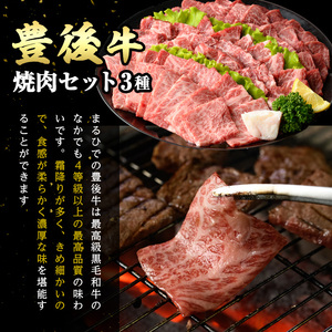 豊後牛焼肉セット(合計約1.2kg+200ml)牛肉 お肉 豊後牛 肩ロース バラ 焼肉のたれ たれ付き 焼き肉 バーベキュー セット【106402200】【まるひで】