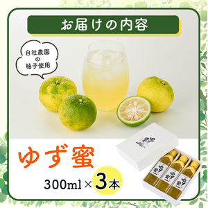 ゆず蜜セット(計900ml・300ml×3本)ゆず 柚子 自家製 果汁100％ はちみつ 蜂蜜 大分県産 セット【100600100】【櫛野農園】