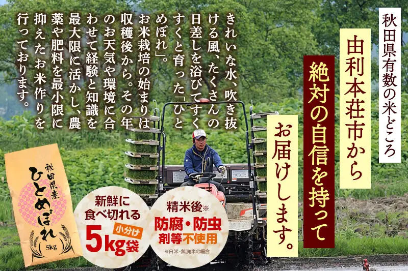 《定期便5ヶ月》令和7年産 【白米】通算5回特A 秋田県産ひとめぼれ 10kg(5kg×2袋)×5回 お届け周期調整 隔月に調整OK お米 米 こめ 藤岡農産