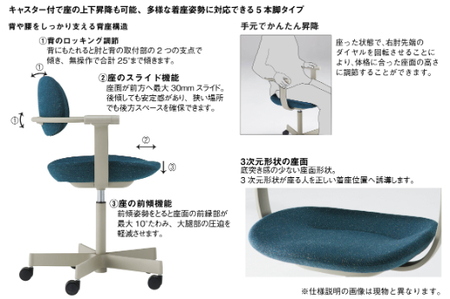 オフィスチェア イトーキ バーテブラ03 【ペールオリーブ×ダックブルー】 【EI037W】 オフィス チェア 日本製