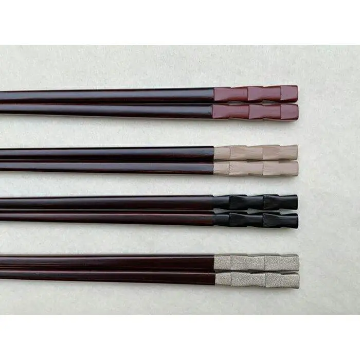 鎌倉彫　箸「市松」黒　21.5cm