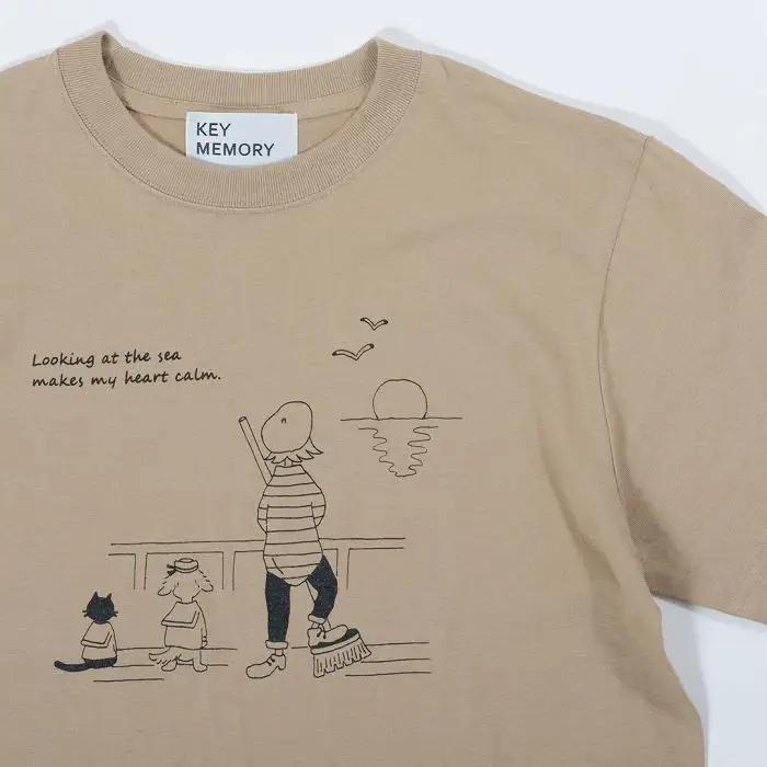 《1》【KEYMEMORY鎌倉】Sea heartイラストTシャツ BEIGE