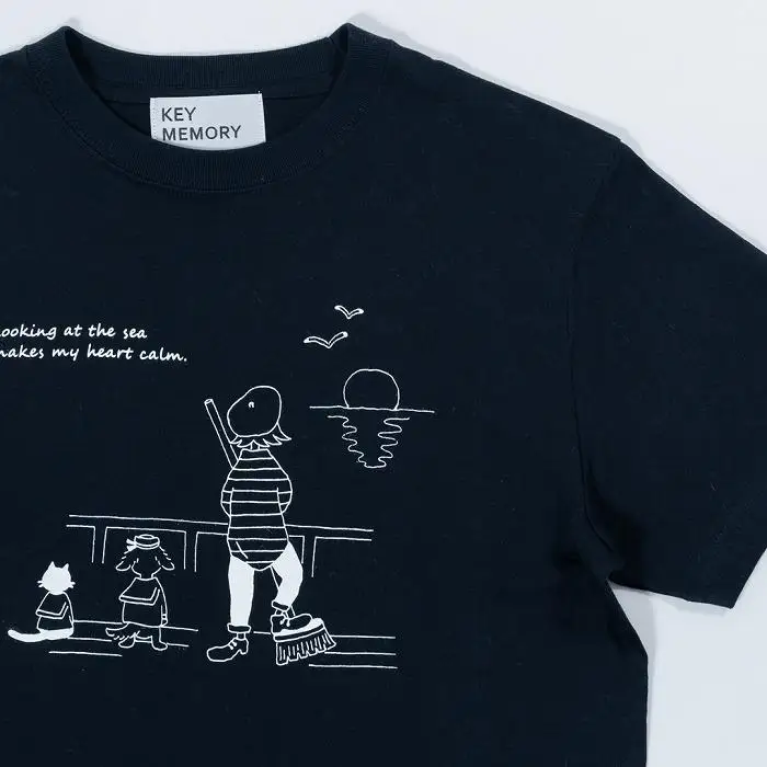 《2》【KEYMEMORY鎌倉】Sea heartイラストTシャツ NAVY