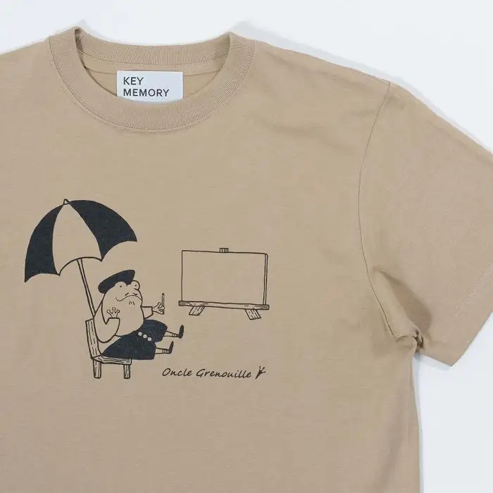 《1》【KEYMEMORY鎌倉】GrenouilleイラストTシャツ BEIGE