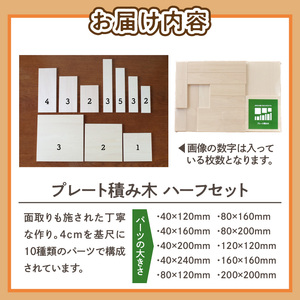 遊びの世界が広がる積み木！プレート積み木ハーフセット [h007]