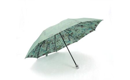 晴雨兼用モンプリュイ・パリ　折傘 小物 雑貨 婦人用 雨傘 日傘 レディース 雨具 梅雨 レイングッズ 玉留一体型 雨の日 晴れの日 UV加工  グリーン