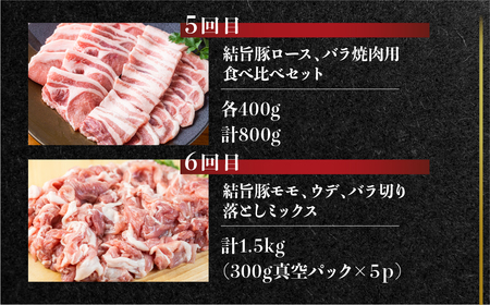 定期便6回 結旨豚食べつくし 6か月 バラ ブロック ロース 肩ロース とんかつ用 生姜焼き用 しゃぶしゃぶ 焼肉 焼き肉 切り落とし モモ 国産 白川村産 真空パック 小分け 焼肉 ブランド豚 ゆいうまぶた 65000円 抗生物質 合成抗菌剤不使用 [S405]