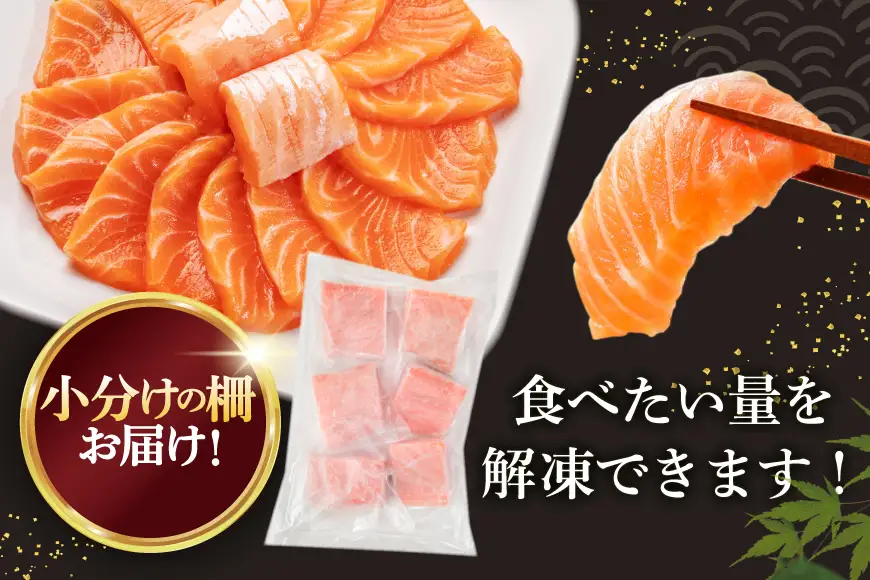 ノルウェー産 アトランティックサーモン 総重量 1kg 小分け サーモン [宮城県 気仙沼市 20565509]