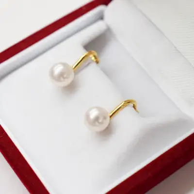 S085-323A_天草産 8mm-8.5mm あこや真珠 ホワイトピンク 花珠級 スタッド パールピアス イヤリング【E：イヤリング SV925（ゴールド）※直結】