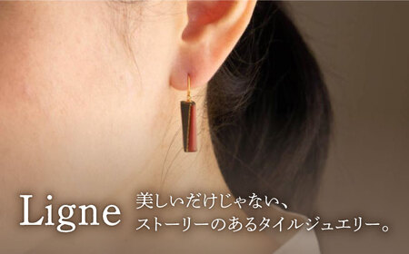 【美濃焼】 Ligne -リーヌ- ピアス M 〈赤〉 【七窯社】 アクセサリー おしゃれ[TAP040]