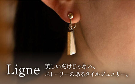 【美濃焼】 Ligne -リーヌ- イヤリング M 〈黒〉 【七窯社】 アクセサリー おしゃれ[TAP041]