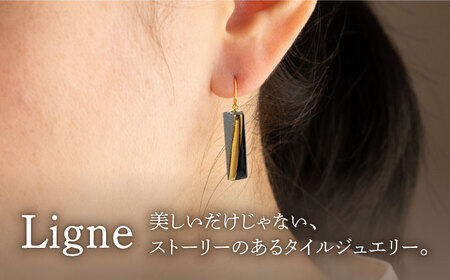 【美濃焼】 Ligne -リーヌ- ピアス M 〈黒〉 【七窯社】 アクセサリー おしゃれ[TAP042]