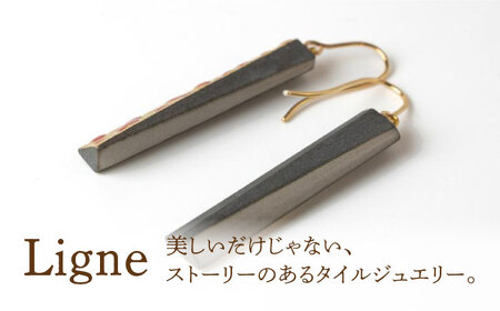 【美濃焼】 Ligne -リーヌ- ピアス L 〈赤〉 【七窯社】 アクセサリー おしゃれ[TAP043]