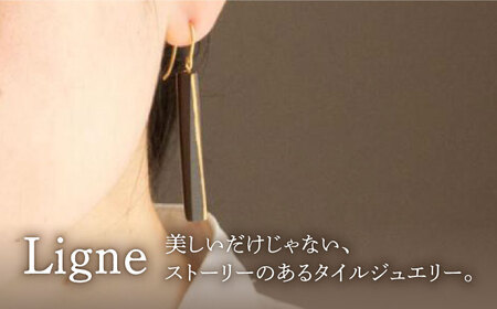 【美濃焼】 Ligne -リーヌ- ピアス L 〈黒〉 【七窯社】 アクセサリー おしゃれ[TAP044]