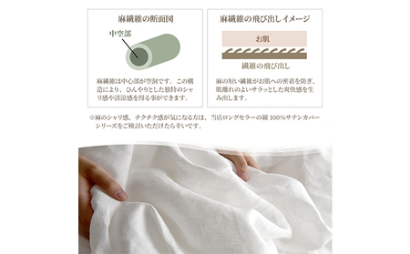 麻100％ 掛け布団カバー ダブルサイズ ホワイト「リーノ」 寝具 リネン 寝心地 通気性 清涼感 