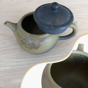 三代片山白山作 緑泥藻がけ茶銚（木） 陶器 常滑焼 やきもの お茶 茶器 急須 茶道具 日本茶 食器 和 伝統工芸 工芸品 陶製茶こし 日本六古窯 名工 キッチン雑貨 キッチン用品 日用品 ティーポット 日本製 愛知県 常滑市