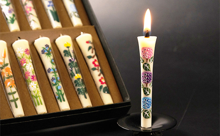 手描き四季の花ろうそく12本入 雑貨 日用品 