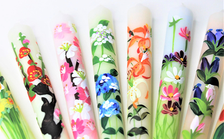 手描き花ろうそく12cm　8本入 雑貨 日用品 