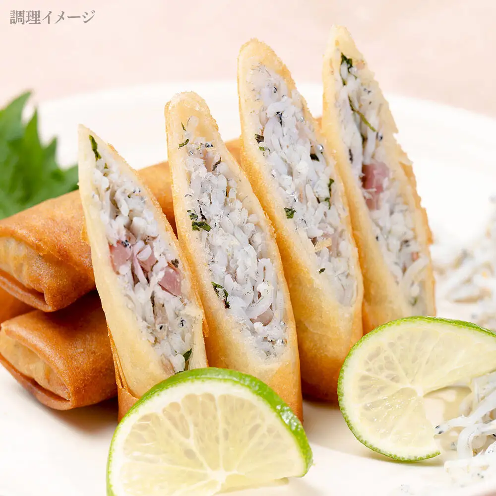 閖上（ゆりあげ） しらす 春巻き（生12本）冷凍 冷凍食品 惣菜 パリパリ おつまみ おかず お弁当 冷凍 中華惣菜 簡単 漁亭 浜や 宮城県 名取市