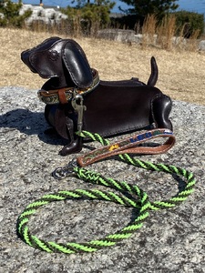 b150-030　首輪と肩掛けリードセット 中型犬用 ハンドメイド