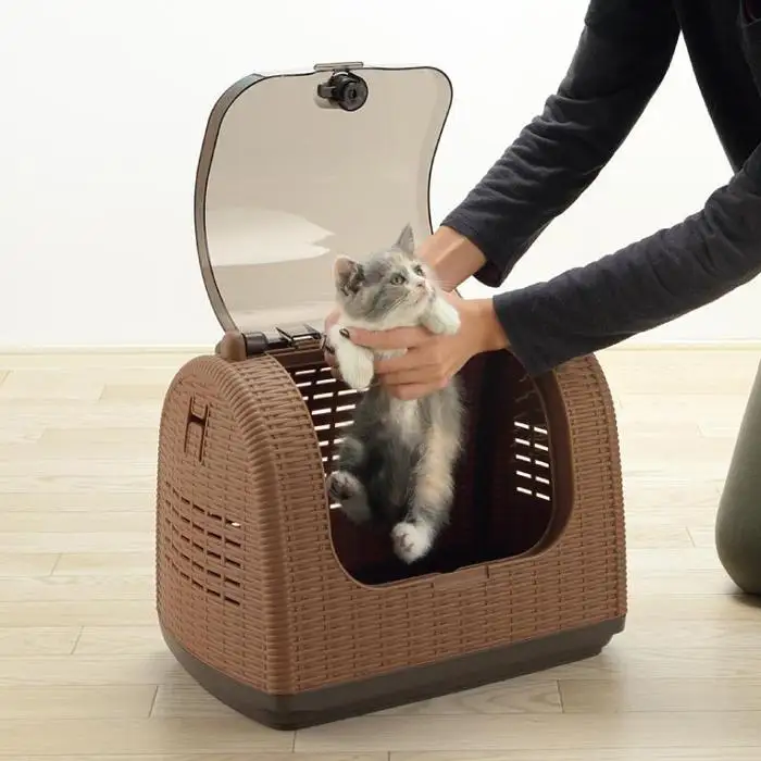 ラタンキャリー【ブラウン】 犬 猫 ペット