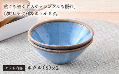 【波佐見焼】テラコッタ BLUE ボウル (Ｓ) ペアセット 皿 食器 小鉢【利左エ門窯】[QB54] 波佐見焼