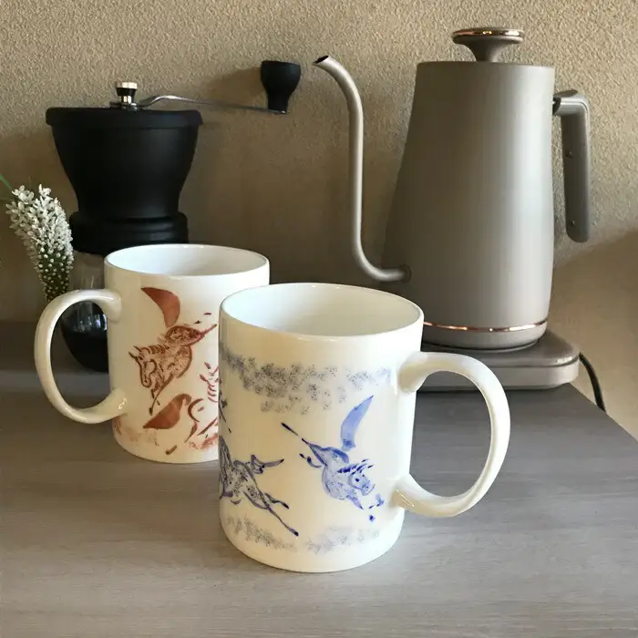 縁起物『左駒』マグカップペア【赤・青各１個】 ｜ マグカップ 福島県