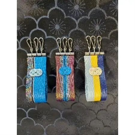 水引　三連キーホルダー(GR)_雑貨     装飾品・工芸品  服飾小物 _【1234280】