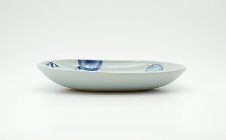 有田焼 染付丸地紋楕円ボール 青雅堂 食器 器 うつわ 陶磁器 皿 ギフト 贈答 35000円 3.5万円 A35-449