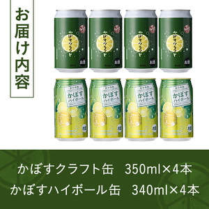 大分限定 かぼすクラフト缶/かぼすハイボール缶 各4本セット(合計2.76L・8本)酒 お酒 かぼす カボス ビール クラフトビール ハイボール 特産品 地域限定 大分県産【104301100】【山添産業】