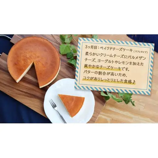 【 3ヶ月 連続 定期便 】 人気 チーズケーキ 3種 （ 各月 1種 お届け ） ホールケーキ 6号