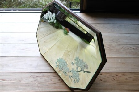 里山彩鏡・桜置き型面取り鏡 K024070