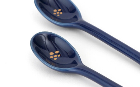 源右衛門窯 瑠璃金彩梅絵 スプーン シンプル 可愛らしい ティ−タイム 食器 有田焼 A16-12