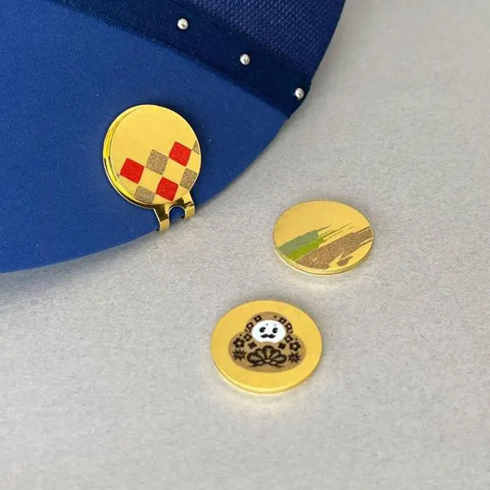 金箔 ゴルフボール マーカーセット(刷毛目) 金沢箔 金箔使用 ゴルフグッズ 記念品 お土産