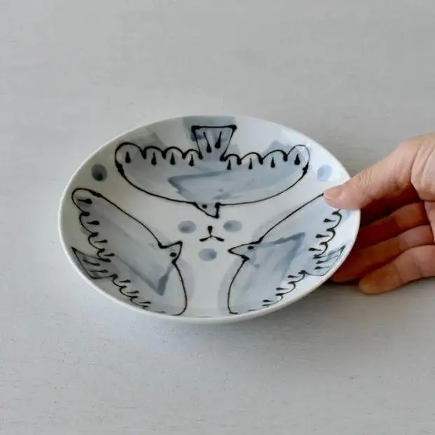 【波佐見焼】　１５ｃｍ手描きのお皿５枚組　エル・ＧＲ・Ｍ　【西海陶器】５　２０４５４