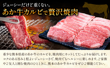 あか牛カルビ 焼き肉用 約400g 合同会社たべたせいか《30日以内に出荷予定(土日祝除く)》熊本県 菊池市 肉 牛肉 お肉 和牛 あか牛 焼き肉 焼肉 やきにく BBQ バーベキュー カルビ 熊本県産 冷凍 送料無料