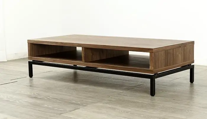 大川家具 ヴェロス 110cm センターテーブル アイアン脚 リビングテーブル 天然木ウォールナット