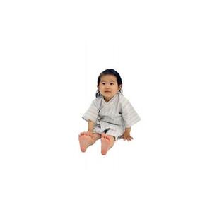阿波しじら織 子供甚平【柄Ｃ、サイズ100】とミニ巾着セット