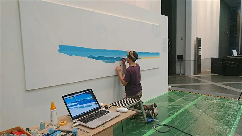 壁掛け壁画　小田原の風景など　大型オリジナルアート　壁のサイズに合わせたキャンバス作品　4メートル程度まで　海　山　空 アート アート