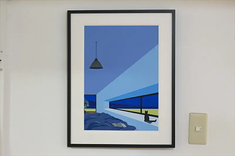 オリジナル風景画　オーダー制作　額装付きジクレープリント　小田原にある景色　心象風景　片田舎の風景　子供の頃に見た風景　海　空　山　 アート アート