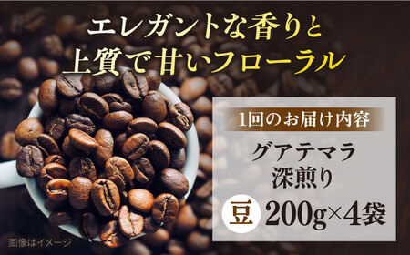 【全3回定期便】コーヒー豆 自家焙煎 深煎り グアテマラ 200g×4 TSUKIKOYA COFFEE ROASTER ツキコヤ 珈琲 こだわり 横須賀【株式会社RUINS】 [AKAD010]