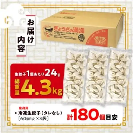 業務用冷凍生餃子3袋(180個)　ぎょうざの満洲_業務用 冷凍 生餃子 ぎょうざの満洲_【配送不可地域：離島】【1238206】