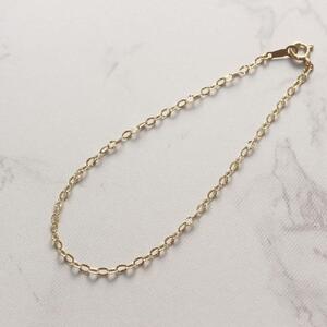 【K10イエローゴールド チェーンブレスレット 】キュートなペダルSチェーン 可憐で美しい手元をデザイン 長さ17cm SB1006-K10 ジュエリー