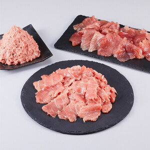 まぐろ食べ比べセット 計600g (200g 3種)：本鮪切落し200ｇ メバチ鮪切落し200ｇ 天然本鮪ねぎとろ200ｇ【静岡市清水】冷凍  マグロ  たたき ネギトロ丼 手巻き寿司 小分け 即席 海の幸 【配送不可：離島】◇
