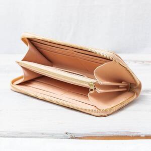 イタリアンレザーの長財布　【ブラウン】【本革　高級牛革　タンニンなめし　フルレザー仕様】