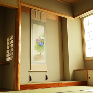 掛け軸「紫陽花」鈴木優莉 尺五立 掛軸 [1228]