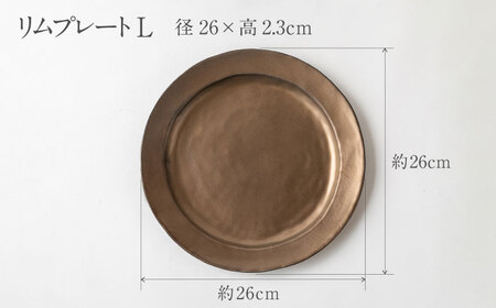 【美濃焼】DesPres-デプレ- リムプレートL/M GOLD 2枚セット｜食器 食器セット お皿 皿 ワンプレート ランチプレート 美濃焼 セット ケーキ ソーサー 中皿 さら おしゃれ キッチン用品 洋食器 アンティーク風 くすみ シック【丸新製陶】[MAM032]